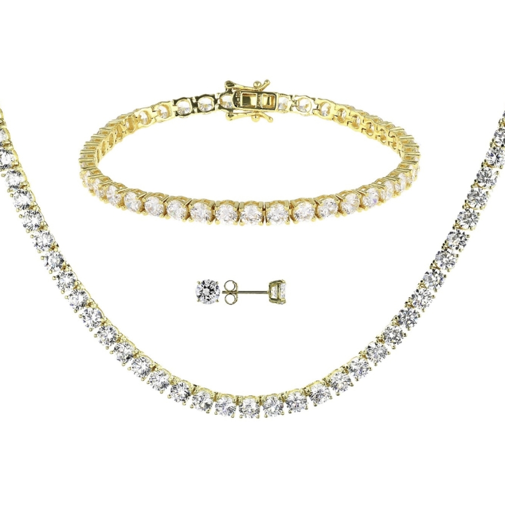 SALE PRICED!  18k, Necklace, Bracelet & Earrings, Cubic Zirconia, 18k, 925 - Picture 10 of 14